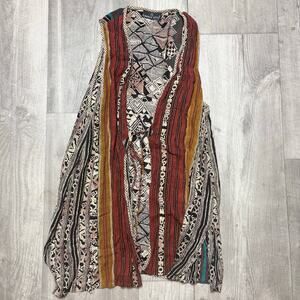 Vintage 90’s Carole Little Boho Tie Front Long Vest women’s size 10